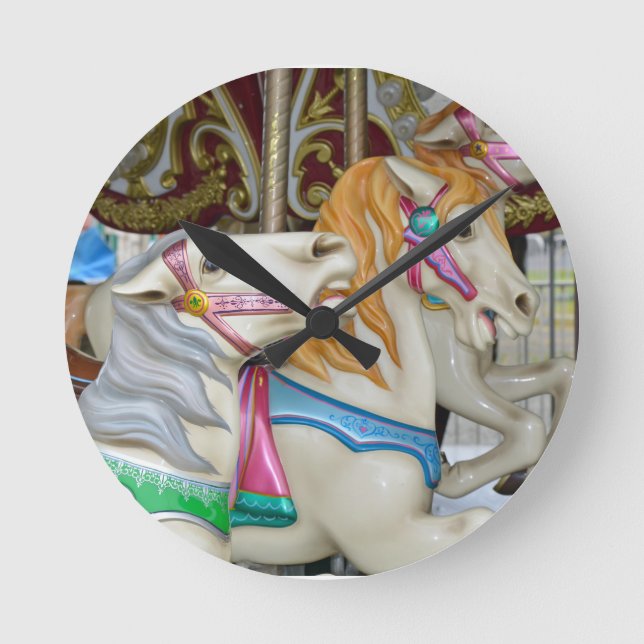 Reloj Redondo Mediano Caballos del carrusel (Anverso)