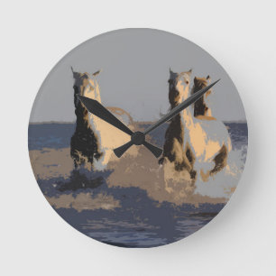 Reloj Redondo Mediano Caballos del mar - Caballos salvajes