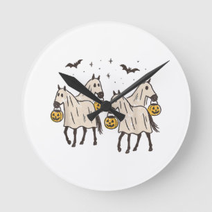 Reloj Redondo Mediano Caballos Fantasmas Lindos Halloween Truco o Trato