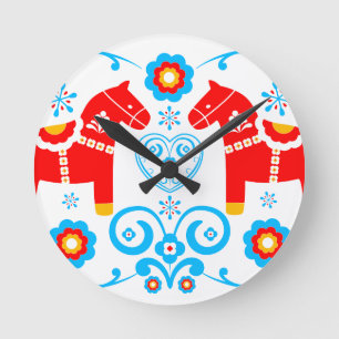 Reloj Redondo Mediano Caballos rojos de Dala