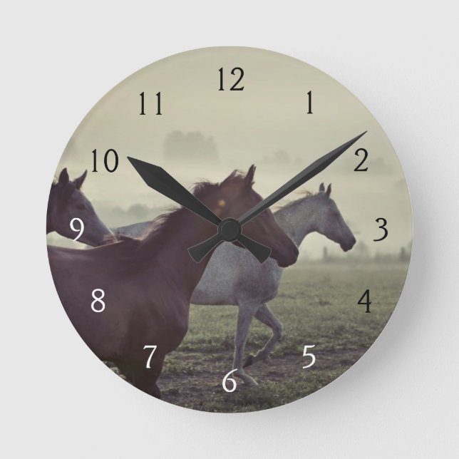 Reloj Redondo Mediano Caballos salvajes (Anverso)