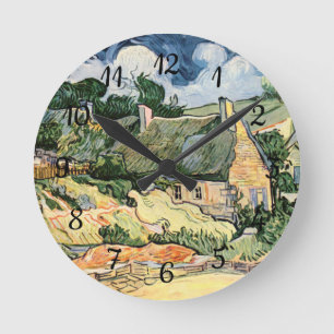 Reloj Redondo Mediano Cabañas de paja en Cordeville Vincent van Gogh