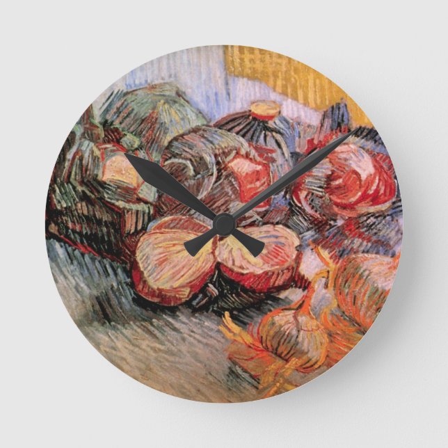 Reloj Redondo Mediano Cabañas rojas y cebollas de Vincent van Gogh (Anverso)