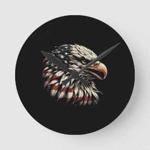 Reloj Redondo Mediano Cabeza de águila calva bandera americana USA Patri