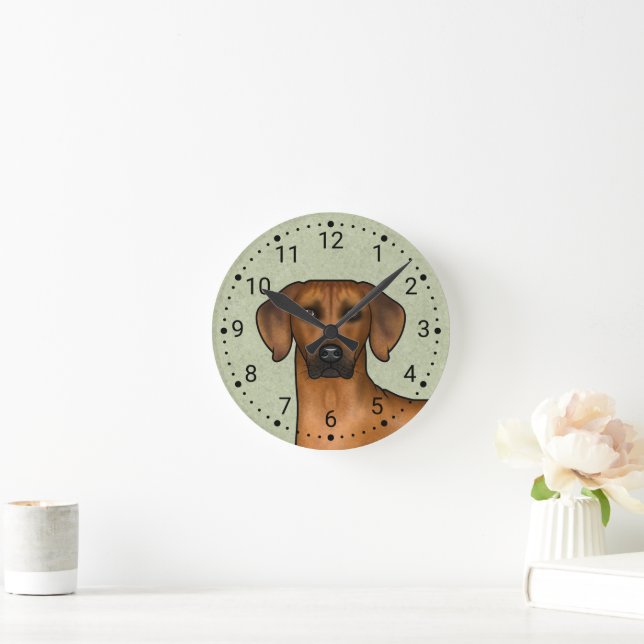 Reloj Redondo Mediano Cabeza de perro león africano marrón Rhodesiano (Hogar)