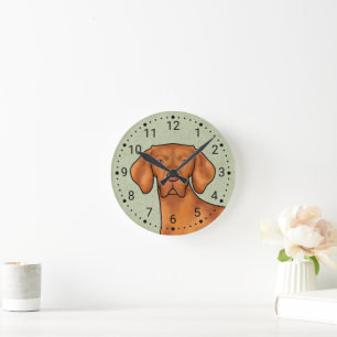 Reloj Redondo Mediano Cabeza de perro puntero de dibujos animados Vizsla