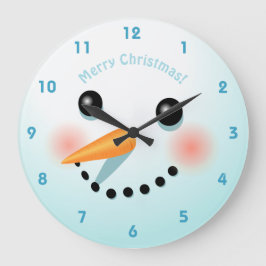 Reloj Redondo Mediano Cabeza De Snowman Con Las Mejillas Rosy