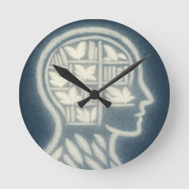 Reloj Redondo Mediano Cabeza Faterina Con Libros Blancos Brillantes (BG 