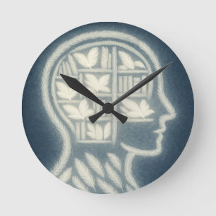 Reloj Redondo Mediano Cabeza Faterina Con Libros Blancos Brillantes (BG