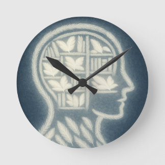 Reloj Redondo Mediano Cabeza Faterina Con Libros Blancos Brillantes (BG 