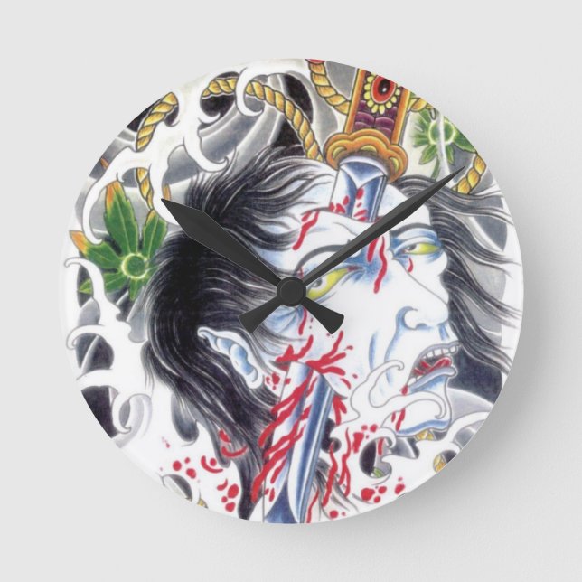 Reloj Redondo Mediano Cabeza grotesca y espada (Anverso)