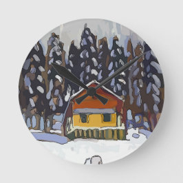 Reloj Redondo Mediano Cabina En Nieve