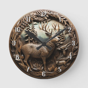 Reloj Redondo Mediano Cabina Rustic Deer Huning