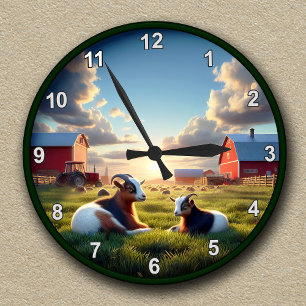 Reloj Redondo Mediano Cabras Domésticas Personalizables
