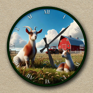 Reloj Redondo Mediano Cabras Domésticas Personalizables