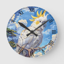 Reloj Redondo Mediano Cacatúa blanca