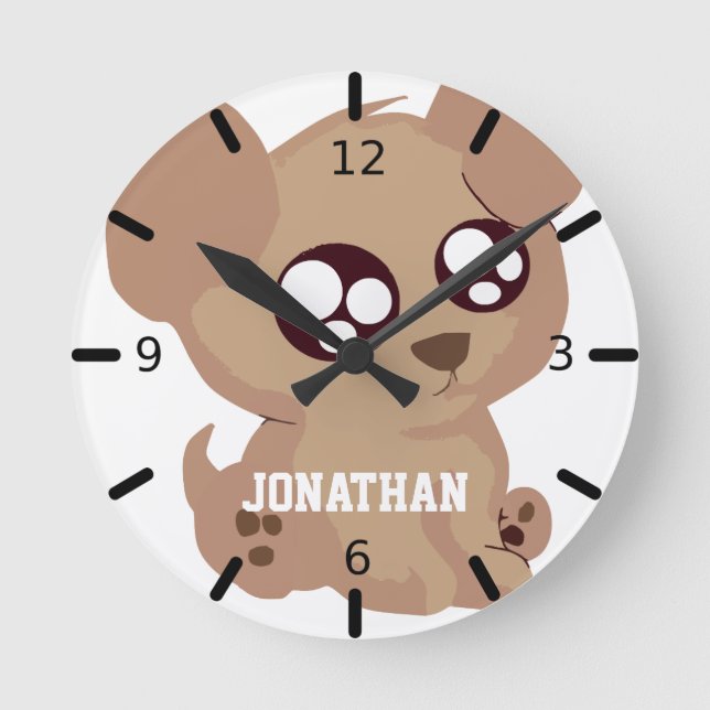 Reloj Redondo Mediano Cachorro Adorable (Anverso)