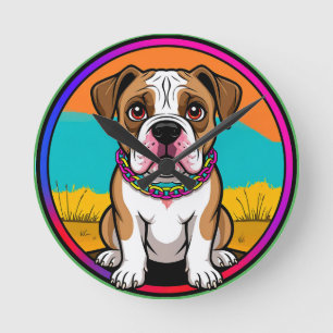 Reloj Redondo Mediano Cachorro Animado Adorable con Collar