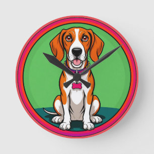 Reloj Redondo Mediano Cachorro Animado Adorable con Collar