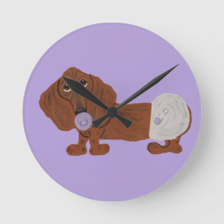Reloj Redondo Mediano Cachorro Dachshund bebé