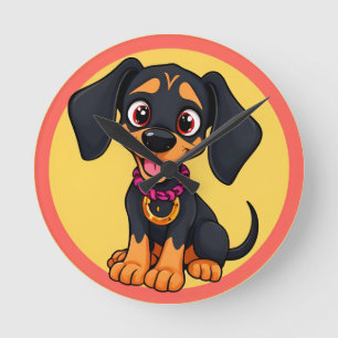 Reloj Redondo Mediano Cachorro de dibujos animados adorable