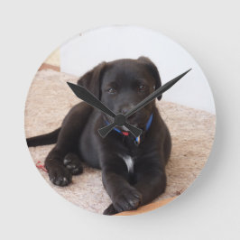 Reloj Redondo Mediano Cachorro de Labrador Retriever Negro