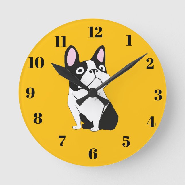 Reloj Redondo Mediano Cachorro lindo, amarillo (Anverso)