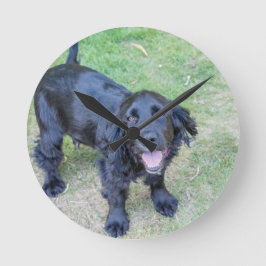Reloj Redondo Mediano Cachorro negro lindo