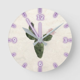 Reloj Redondo Mediano Cactus Adorable de Acuarela