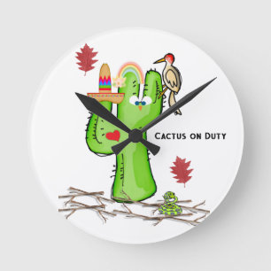 Reloj Redondo Mediano Cactus Bird Clock