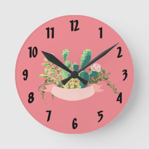 Reloj Redondo Mediano Cactus Bohemian Cactus Suculent Dessert Cact