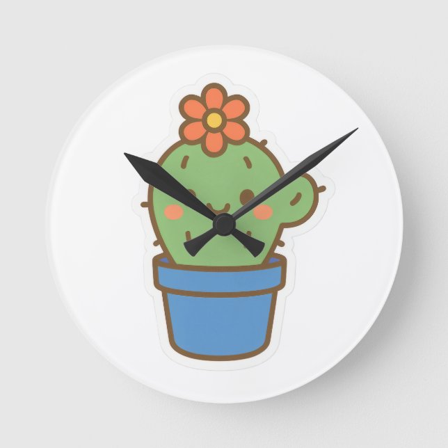 Reloj Redondo Mediano Cactus caprichos (Anverso)