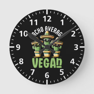 Reloj Redondo Mediano Cactus divertidos Sombrero Nacho Promedio Vegan