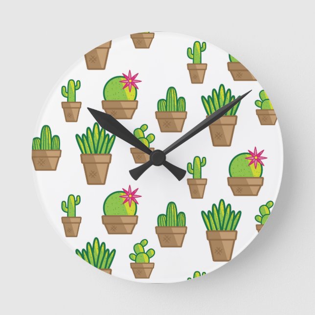 Reloj Redondo Mediano Cactus Funky (Anverso)