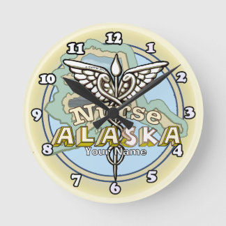 Reloj Redondo Mediano Caduceo de Enfermera de Alaska