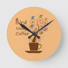 Reloj Redondo Mediano Café Amigable con las Aves