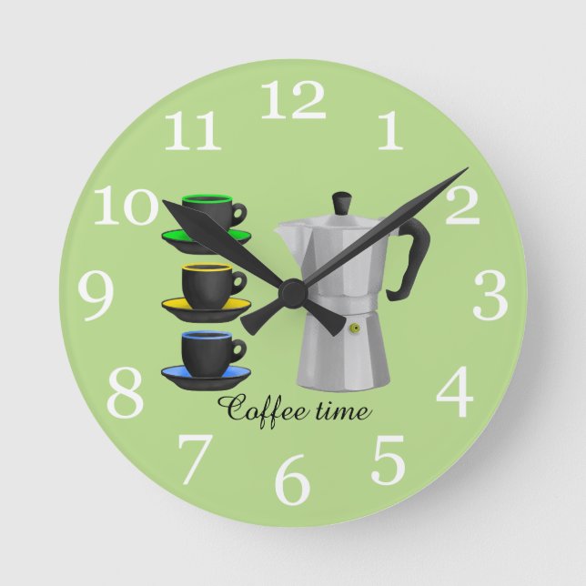 Reloj Redondo Mediano Café de expreso italiano (Anverso)