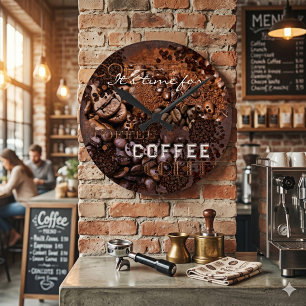 Reloj Redondo Mediano Café de Granos Tostados Rústicos