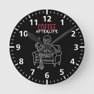 Reloj Redondo Mediano Café después de la vida - Skeleton Mug