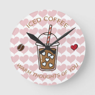 Reloj Redondo Mediano Café Helado Pensamientos Cálidos De Ti