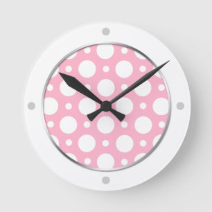 Reloj Redondo Mediano Cafe Pink Assored Polka Dots Wall Clock