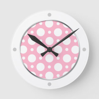 Reloj Redondo Mediano Cafe Pink Assored Polka Dots Wall Clock