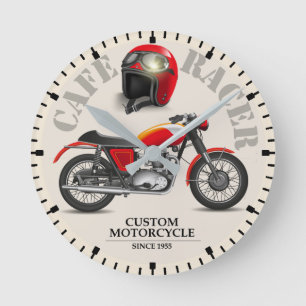 Reloj Redondo Mediano Cafe Racer Retro
