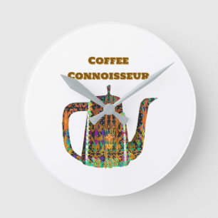 Reloj Redondo Mediano Cafetera floral para conocedores del café