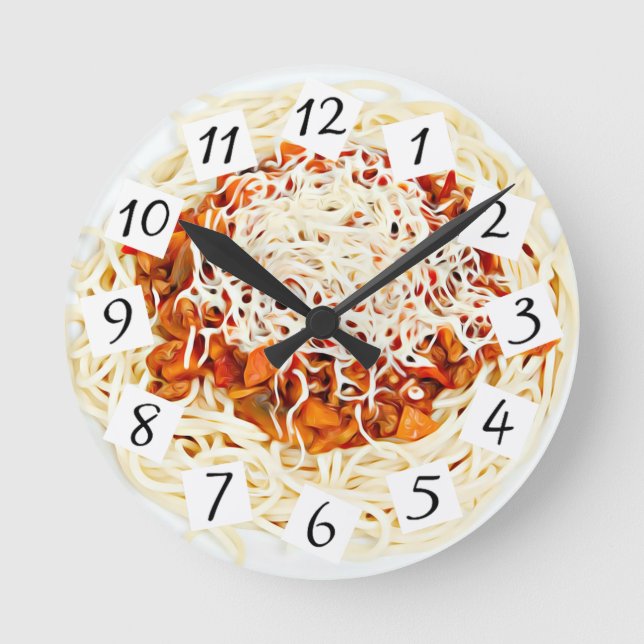 Reloj Redondo Mediano Cafetería Spaghetti, cocina, restaurante (Anverso)