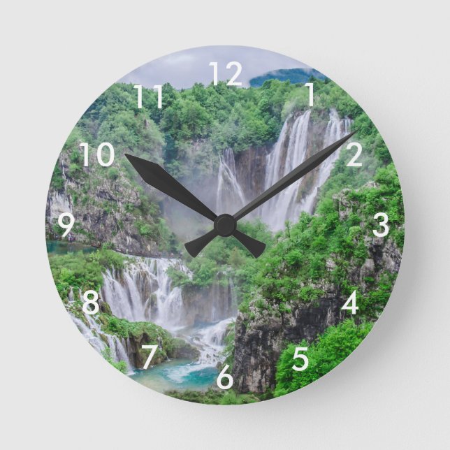 Reloj Redondo Mediano Caída de agua de los lagos Plitvice (Anverso)