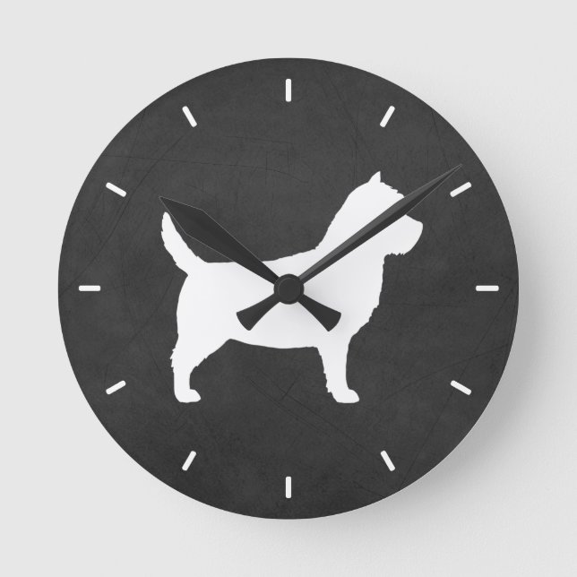 Reloj Redondo Mediano Cairn Terrier Silhouette (Anverso)
