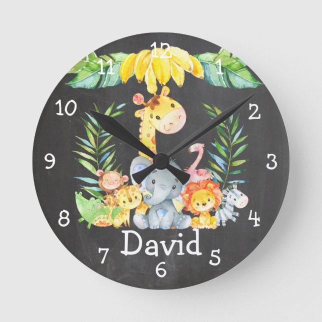 Reloj Redondo Mediano Cajón de papel personalizado para animales de la j (Anverso)