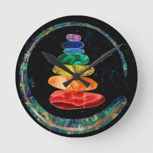 Reloj Redondo Mediano Cakras Zen Stones y círculo Enso