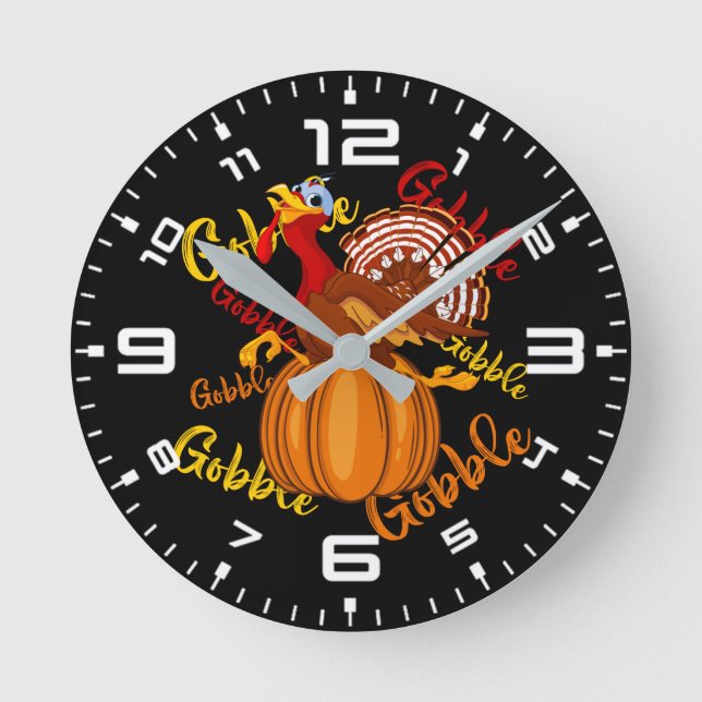 Reloj Redondo Mediano Calabaza de Gobble (Anverso)